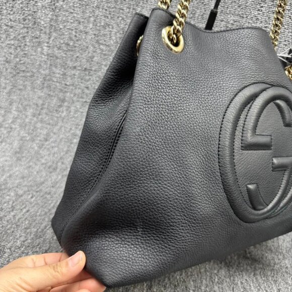 GUCCI Soho Black Leather Shoulder Bag ccofb650-102525 - Picture 5 of 15